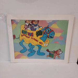 Vintage Raggedy Ann and Andy School Bus Art Print 11 x 14 inches